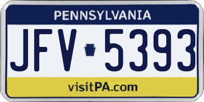 PA license plate JFV5393
