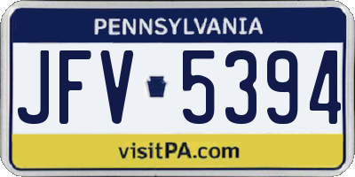 PA license plate JFV5394