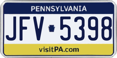 PA license plate JFV5398