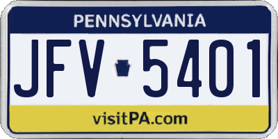 PA license plate JFV5401