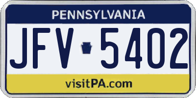 PA license plate JFV5402