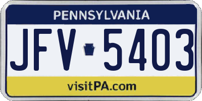 PA license plate JFV5403