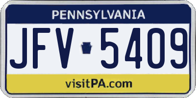 PA license plate JFV5409