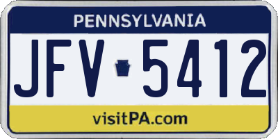 PA license plate JFV5412