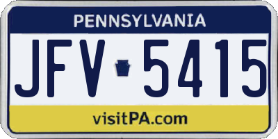 PA license plate JFV5415