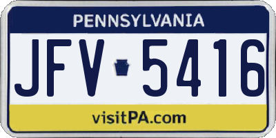 PA license plate JFV5416