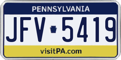 PA license plate JFV5419