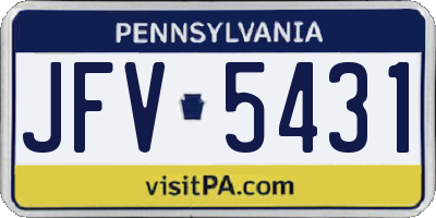 PA license plate JFV5431