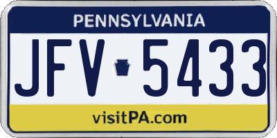 PA license plate JFV5433