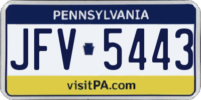 PA license plate JFV5443