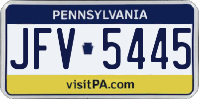 PA license plate JFV5445
