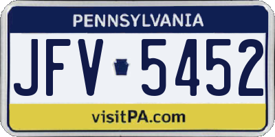 PA license plate JFV5452