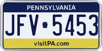 PA license plate JFV5453