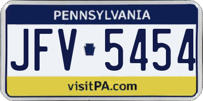 PA license plate JFV5454