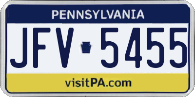 PA license plate JFV5455