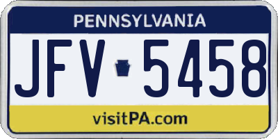 PA license plate JFV5458