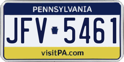 PA license plate JFV5461