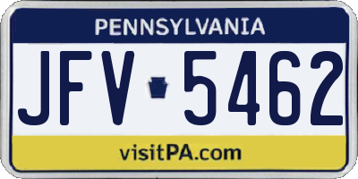 PA license plate JFV5462