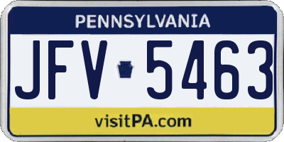 PA license plate JFV5463