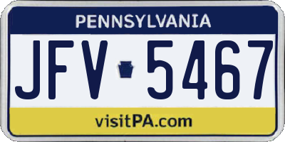 PA license plate JFV5467