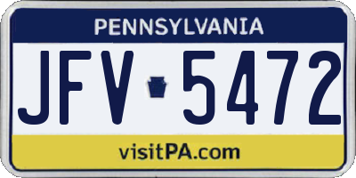 PA license plate JFV5472