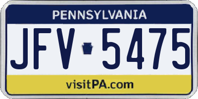 PA license plate JFV5475