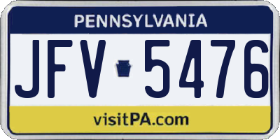 PA license plate JFV5476