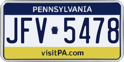 PA license plate JFV5478