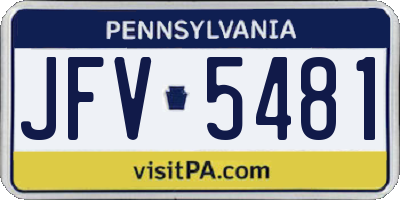 PA license plate JFV5481