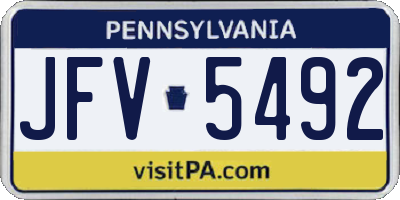 PA license plate JFV5492