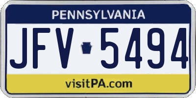 PA license plate JFV5494