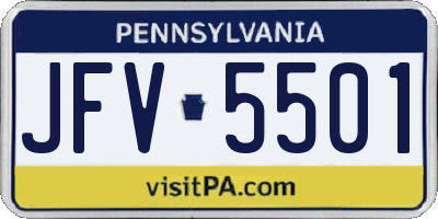 PA license plate JFV5501