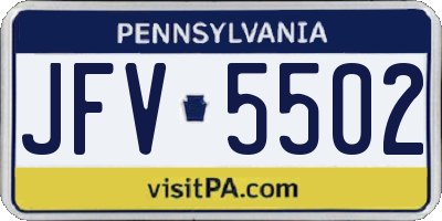 PA license plate JFV5502