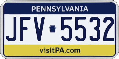 PA license plate JFV5532