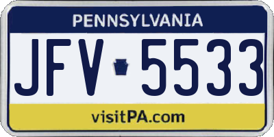 PA license plate JFV5533