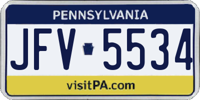 PA license plate JFV5534