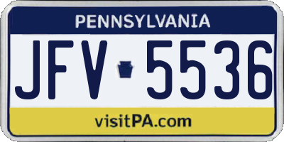 PA license plate JFV5536
