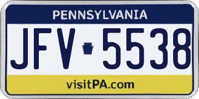 PA license plate JFV5538