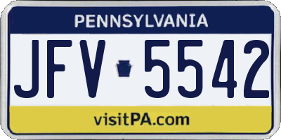 PA license plate JFV5542
