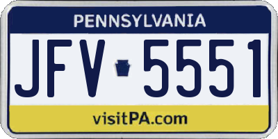 PA license plate JFV5551