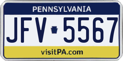 PA license plate JFV5567