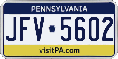PA license plate JFV5602