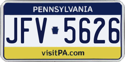 PA license plate JFV5626