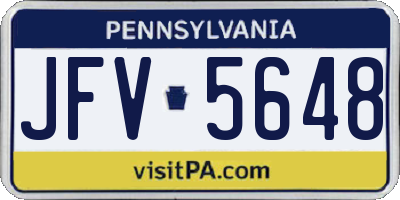 PA license plate JFV5648
