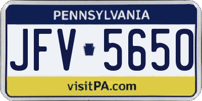 PA license plate JFV5650