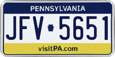 PA license plate JFV5651
