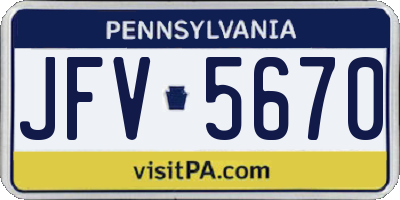 PA license plate JFV5670