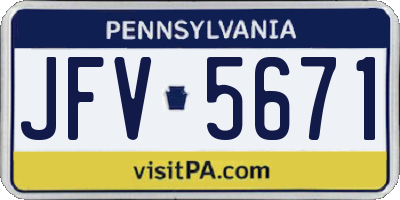 PA license plate JFV5671