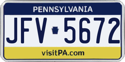 PA license plate JFV5672