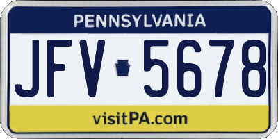 PA license plate JFV5678